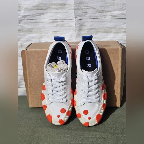 White and Orange Obra Men's Slip On Loafers - Picture 4 of 8